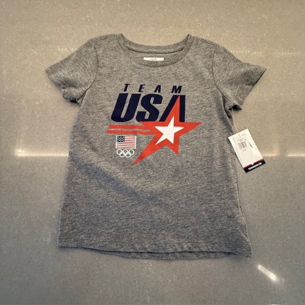 NWT-Team USA Gray Little Kid XS Short Sleeve Shirt New